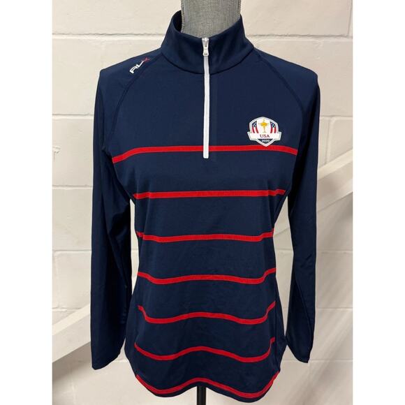 RLX Ralph Lauren U.S. Ryder Cup 2020 Striped Golf 1/4 Zip Shirt Pullover Size M - Picture 2 of 9